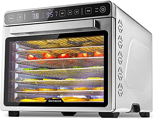 Dxmocos 7 Layer Food Dehydrator Machine Digital Adjustable Timer and Temperature Control Dryer for Herb Meat Beef Fruit and Vegetables Over Heat Protection Stainless Steel Trays