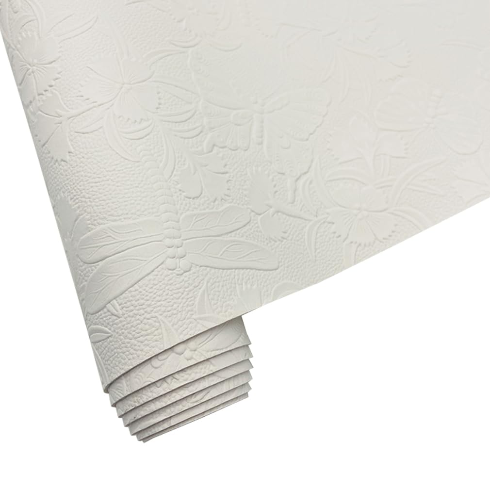 Tłoczone arkusze ze sztucznej skóry do tworzenia kolczyków, torebek, 32 x 137 cm, ważka, motyl, kwiat, sztuczna skóra, do majsterkowania, materiałów do szycia (białe)