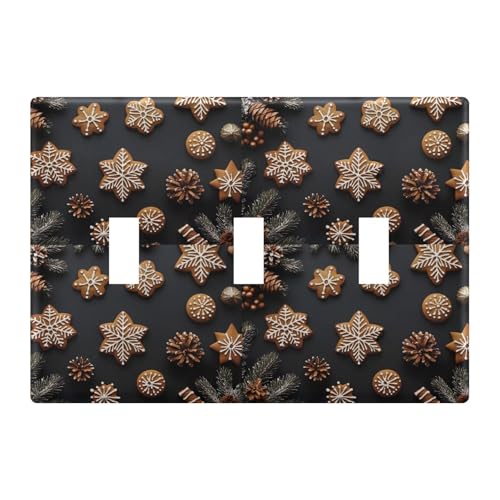 Light Switch Cover Christmas Gingerbread Man Cookies Wall Plates for Electrical Outlets 3 Gang 202b6393