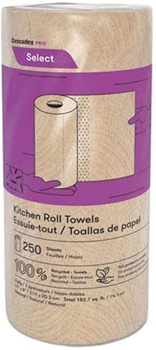 Cascades Pro Toalla de papel, 11 x 8 pulgadas, Nature (paquete de 12, 2 capas, 100% reciclada, envuelta individualmente, 12 rollos por paquete)