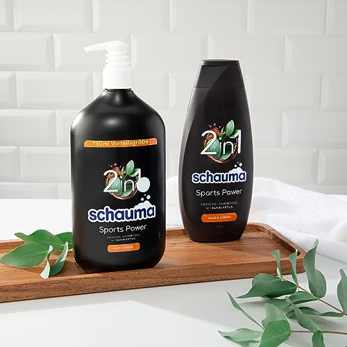 Schwarzkopf Schauma 2in1 Frische-Shampoo Sports Power (750 ml), Haarshampoo mit belebender Formel für Haar & Körper, Shampoo & Duschgel kräftigt das Haar und verleiht einen Frische-Kick