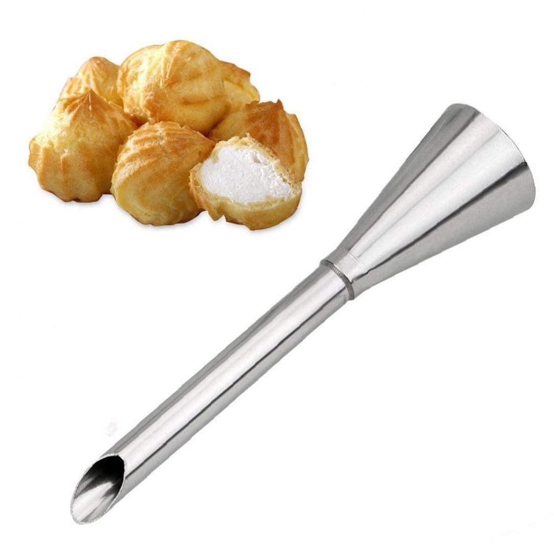 Angoter Cream Icing Piping Nozzle Tip 1PCS Stainless Steel Cupcake Puffs Injection Russian Syringe Puff Nozzle Tip Pastry Tool