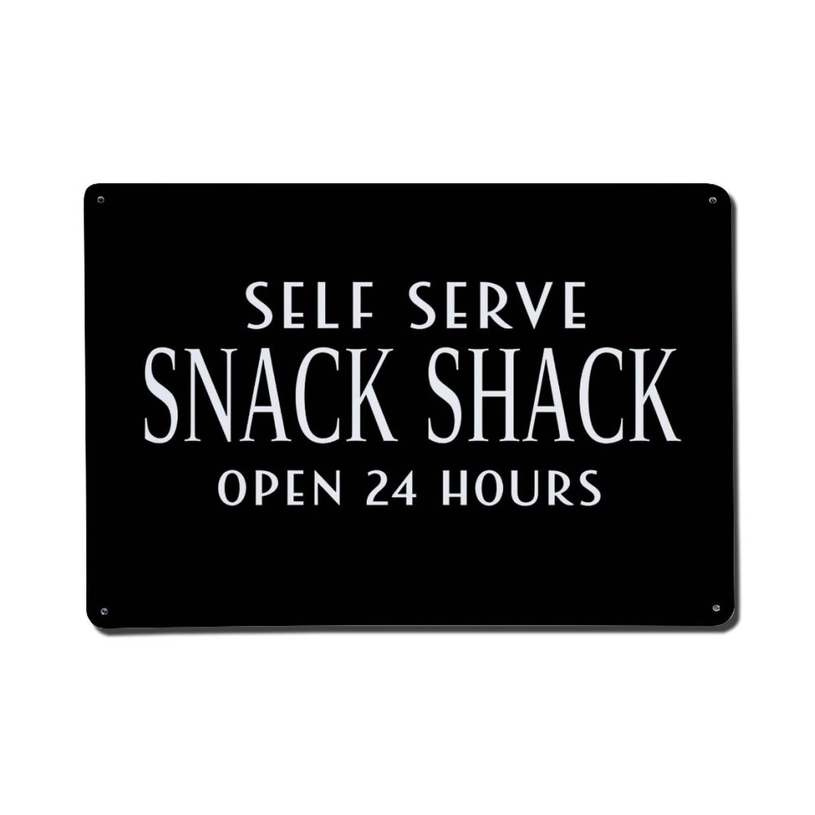 Self Serve Snack Shack Open 24 Hours Vintage Tin Sign Retro Metal Wall Decor Metal Poster, Home Bar Garage Farmhouse Cafe Wall Art Decoration 8x12Inches