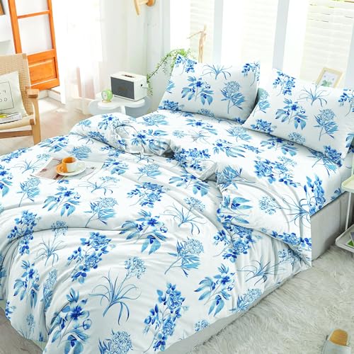 RAYBedding 2 Pack Pillowcase 100% Egyptian Cotton Pillow Covers 400 Thread Count Floral Printed Blue Floral Pillow Cases 2 Pack - Image 6