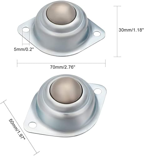 Miniatura 2 de Chiloskit 4 ruedas redondas de 1 pulgada de rodillos de transferencia de bolas montadas con tornillo (bola de acero de 1 pulgada, 4 unidades)