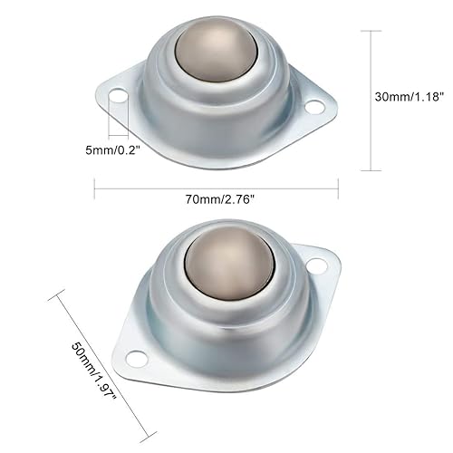 Miniatura 2 de Chiloskit 4 ruedas redondas de 1 pulgada de rodillos de transferencia de bolas montadas con tornillo (bola de acero de 1 pulgada, 4 unidades)