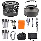 ❉ Uso en todo momento: el conjunto de utensilios de cocina al aire libre tiene accesorios completos, que pueden satisfacer todas sus necesidades de cocción al aire libre. Es adecuado para actividades al aire libre, como camping, senderismo, mochilero, picnics, etc. Es muy adecuado para todos los que le gustan los campamentos al aire libre, como mochileros y excursionistas. Camping familiar también es muy adecuado ..