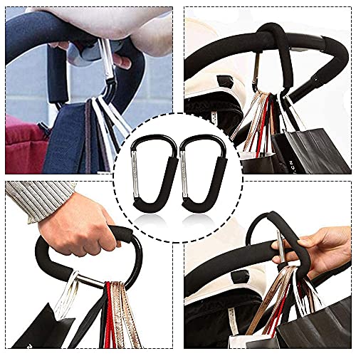Miniatura 6 de Beilan 2 Piezas Gancho De Carro De Bebé, Buggy Mosquetones Universales Momia Clip, Ganchos Carrito Bebé, Multi-Propósito Pesado D-Ring Clip,16 10cm 6.3 3.9
