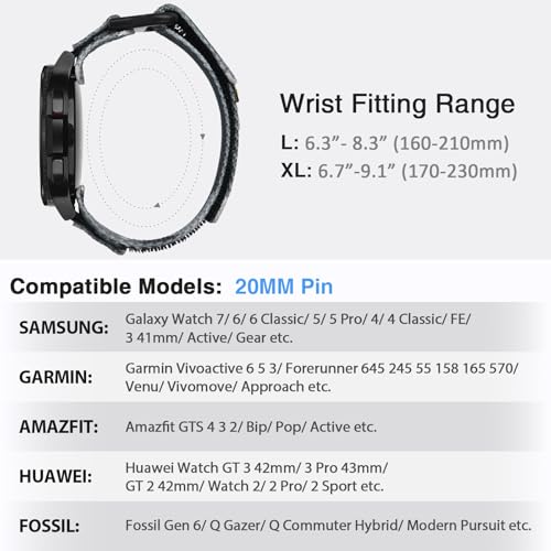 Image of Nereides Compatible with Samsung Galaxy Watch 3 45mm Band, Rugged Nylon Sports Strap with Woven Loop Design, 22mm Tough Replacement Band
