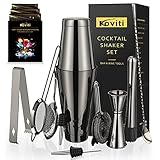Cocktail Shaker - Koviti 12 Piece Bartender Kit - Stainless Steel Cocktail Shaker Set, Premium Bar Tools : Martini Shaker, Muddler, Jigger, Mixing Spoon, Strainers, Ice Tong, Liquor Pourers