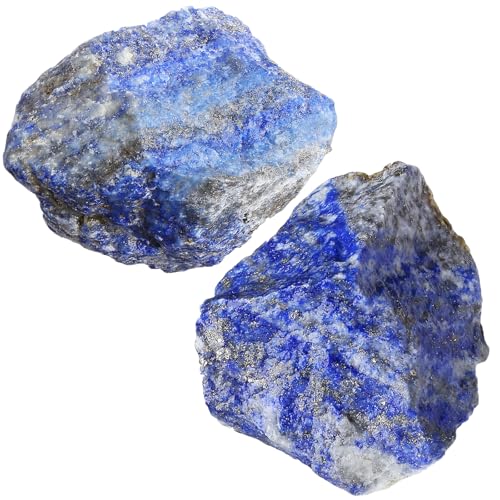 Image of 2Pcs Lapis Lazuli 1.8-2.2 inch Large Raw Natural Crystals Rough Stones Healing Crystal Lapis Lazuli Stone Rocks for DIY Cabbing Polishing Wire Wrapping Decoration Wicca Reiki Rock Gifts