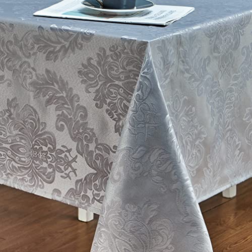 HomeJoy Rectangle Table Cloth Linen Farmhouse Stainproof Waterproof Washable Polyester Oblong Rectangular Fabric Table Cover for Kitchen Dining Dinner (Grey, 52 X 70 Inch) by HomeJoy - Used condition - Image 2