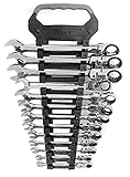 Titan 17366 13-Piece 12 Point 72 Tooth SAE Flex Head Ratcheting Combination Wrench Set