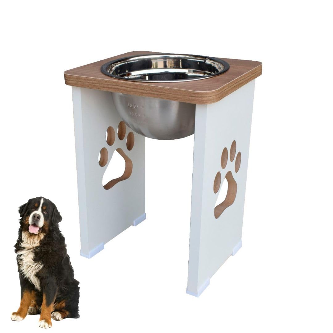Comedouro Elevado Cachorro Grande Pet MDF 30cm - Inox