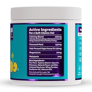   LuckyTail-Dog-Calming-Chews--Anxiety-Treats-Hemp-Melatonin-for-Dogs-Magnesium-Calming-Aid-for-High-Stress-Separation-Thunderstorms-Fireworks