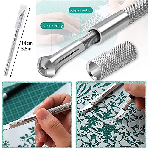 2 Stück Skalpell mit 20 Ersatzklingen, Bastelmesser Cuttermesser Hobbymesser Schnitzmesser Cutter für DIY Art Work Cutting (B)