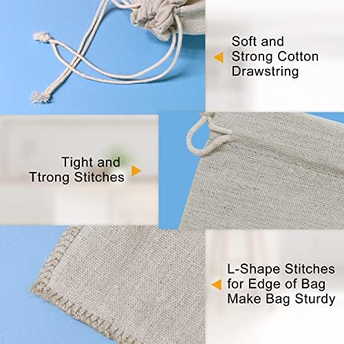 SumDirect 20Pcs Cotton Muslin Bags-Brown Small lightweight Gift Bags Breathable Pouches with Drawstring Reusable Packing Storage Bags for Wedding, Party, Birthday (15x20cm)