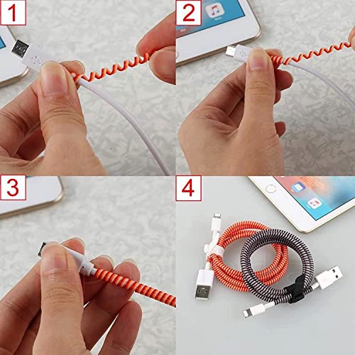 Image of J'TTON Spiral Triple Color (2 Pcs) 1.4 Meters Each-Full Size Cable Cord Charger Protector Saver Winder for iPhone & Android Charging Cables (Red)