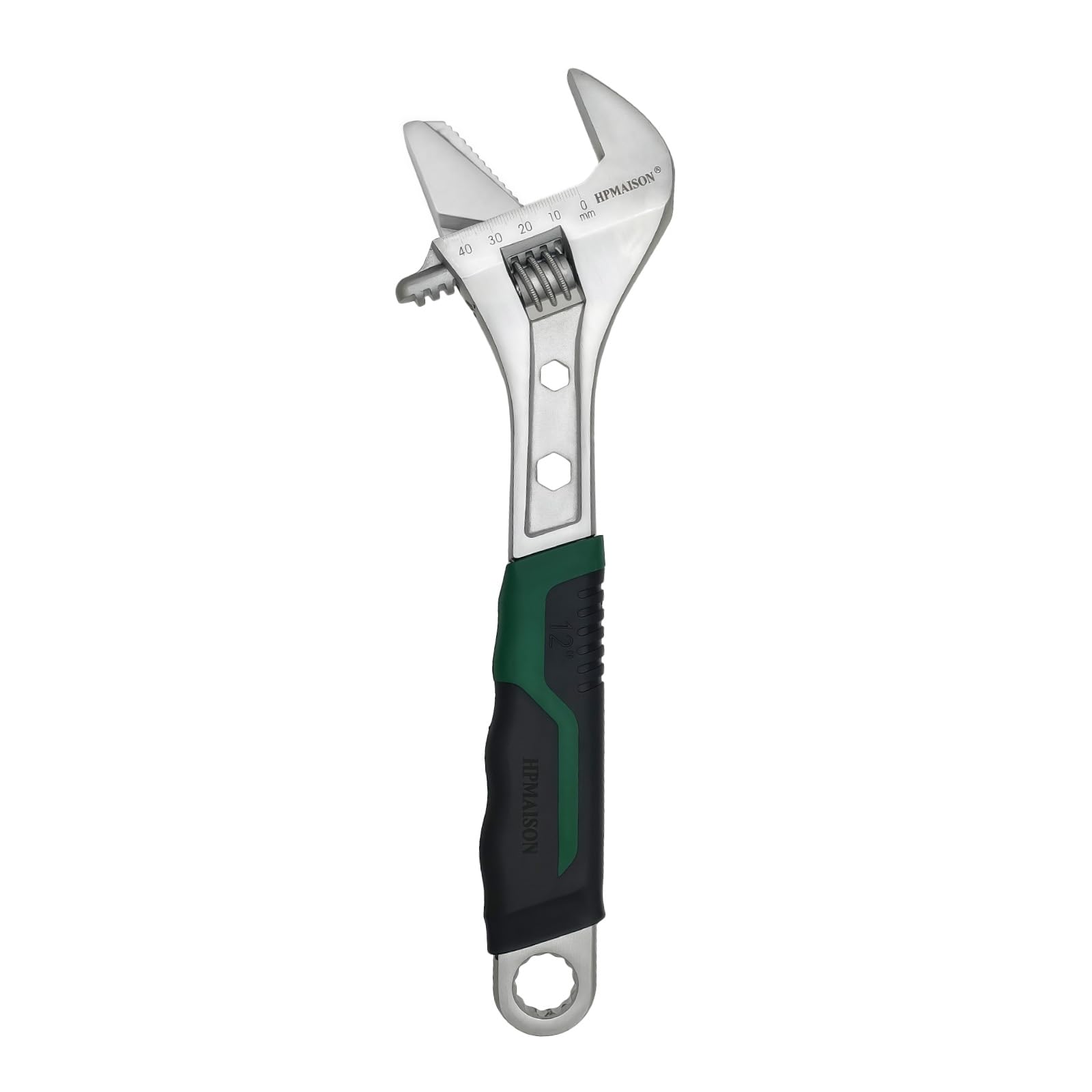 HPMAISON 12-Inch/310mm Soft Grip Adjustable Wrench with Max Opening Jaw Capacity 45mm, Premium Chrome Vanadium Steel Pipe Wrench - Image 4