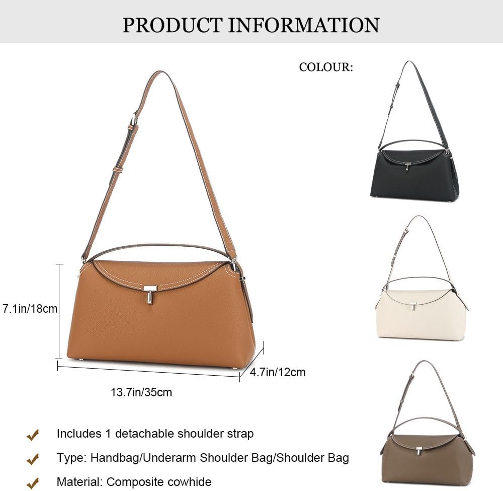 Genuine Leather Handbags for Women,Large Commuting Tote Bags with Removable Shoulder Strap,Shoulder Bag Purse for Work - Image 4