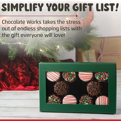 Image of Chocolate Covered Cream Filled Cookies by Chocolate Works, Gourmet Christmas Chocolate Gift Box, Milk Chocolate Coated Cookies, Holiday Gift Basket, 10 Premium Belgian Chocolate Treats