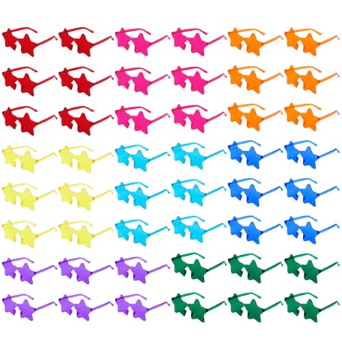 Homaisson 48 Pairs Rimless Sunglasses, Star Shaped Sunglasses Bulk, Colorful Sunglasses for Parties, Novelty Star Glasses for Photo Props, Group Activities, Custom Party Favors