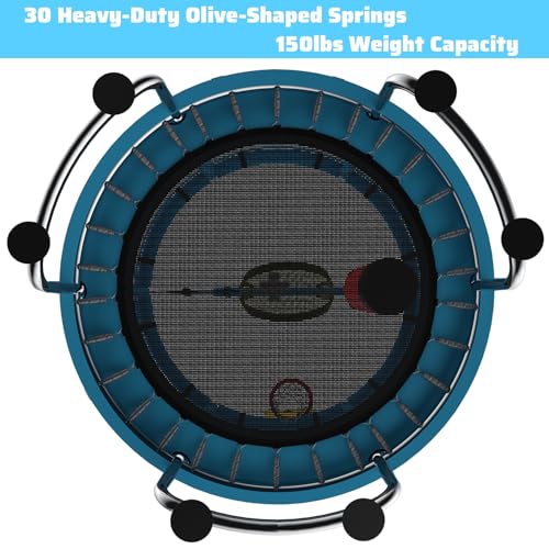 MaxBinTon Children's Trampoline with Safety Net, Adjustable Horizontal Bar and Swing Set, Suitable for Boys and Girls Aged 3-6 (Blue)