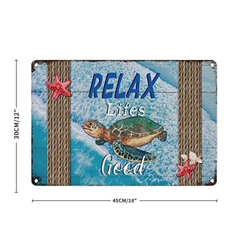 Plaque métal tortue de mer et étoile de mer déco murale vintage - 3
