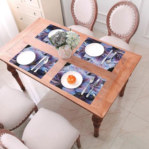 Set de table de qualité supérieure fleurs bleues violettes lot de 4 PVC résistant et chic - 7