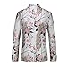MOGU Mens Floral Blazer Paisley Suit Jacket Notched Lapel Tuxedo Men's Sport Coat for Casual Party Prom Size XS Fuchsia