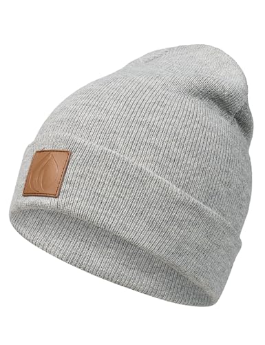Occulto Leatherpatch Winter Mütze Beanie Grey