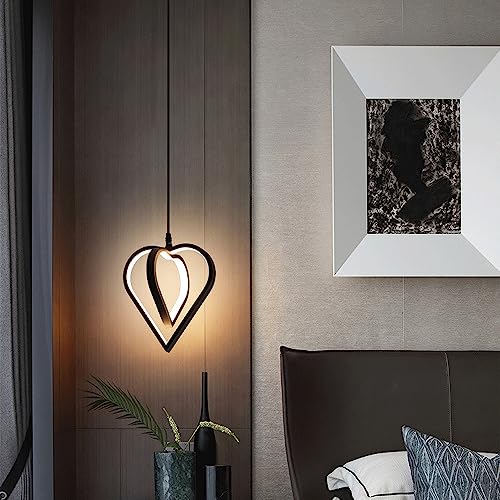 Plafonnier géométrique coeur en métal noir avec source LED 18W haut de gamme