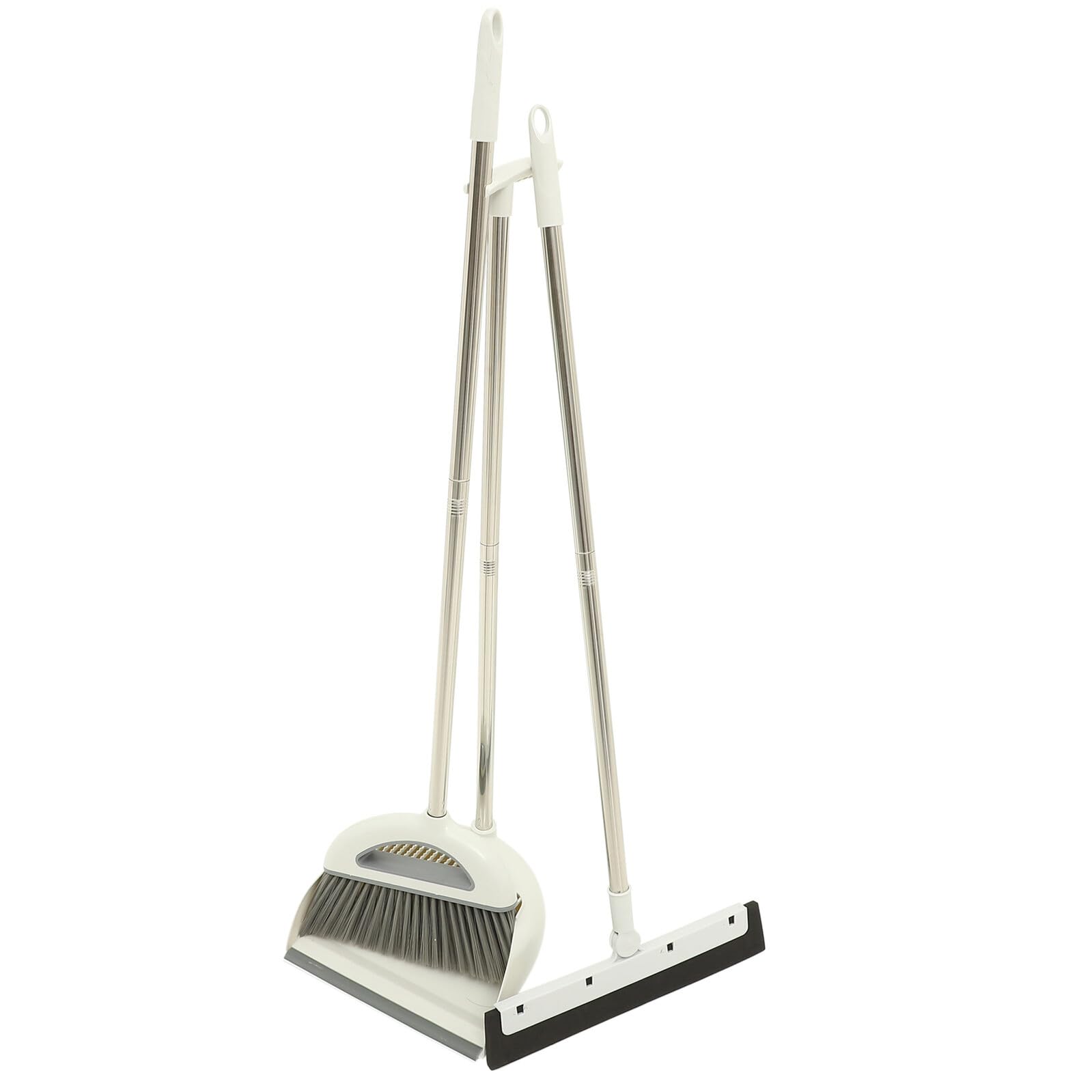 SOIMISS Escoba y Recogedor con Mango Ergonómico para Limpieza Doméstica Herramienta Ligera para Suelos y Rincones Set de Gris y para Uso Interiores