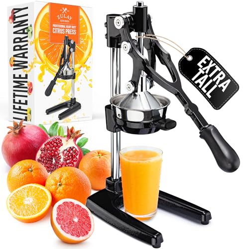 Image of Zulay Kitchen Extra Tall Cast Iron Juicer - Fits Any Glass, Heavy Duty Manual Citrus Juicer with Detachable Strainers for Easy Cleaning, Perfect for Bartenders, Juice Lovers & Health Enthusiasts