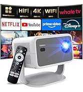 4K Vidéoprojecteur [HiFi Audio/Auto Focus/Support Rotatif à 360°] Rétroprojecteur avec WiFi et Bl...