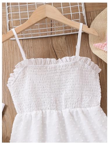 Floerns Girl's Swiss Dots Frilled Trim Tiered Layer Shirred Flowy Midi Cami Dresses3