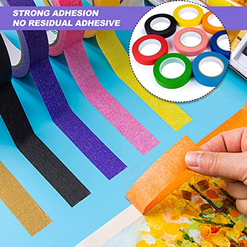Washi Tape Set 9 Rollen Masking Painters Tape Kreppband Bunt Abdeckband Washitape Buntes Farbiges Klebeband Maibaum für Journaling-15mm*12m