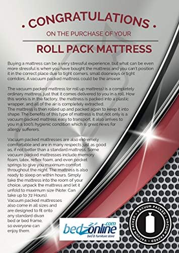 BEDZONLINE Single Mattress Memory Foam Mattress. Sprung Single Mattress With Memory Foam And A Deluxe Knitted Star Micro Quilted Stretch Fabric. Fast (3ft Single Mattress)
