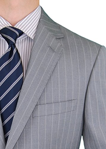 DTI GV Executive Italian Men's Two Button Wool Suit 2 Piece Modern Fit Striped2
