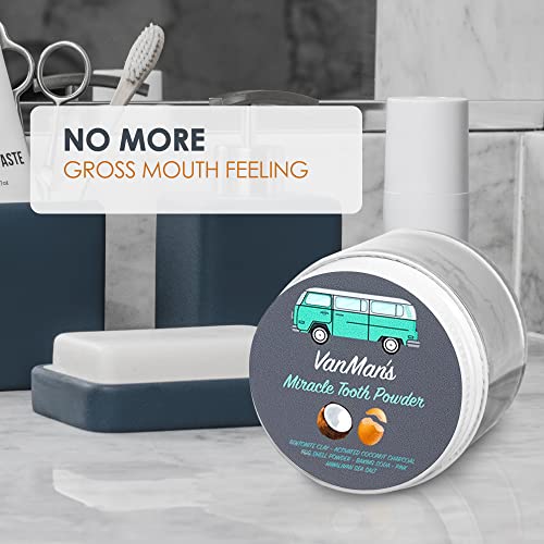 Vanman’s Miracle Tooth Powder (2 Oz) - Tooth Cleaning Powder W/Coconut Charcoal, Egg Shell Powder & More - 100% Fluoride Free Teeth Whitening Powder - Tooth Polishing Powder For Healthier Teeth #TOP7