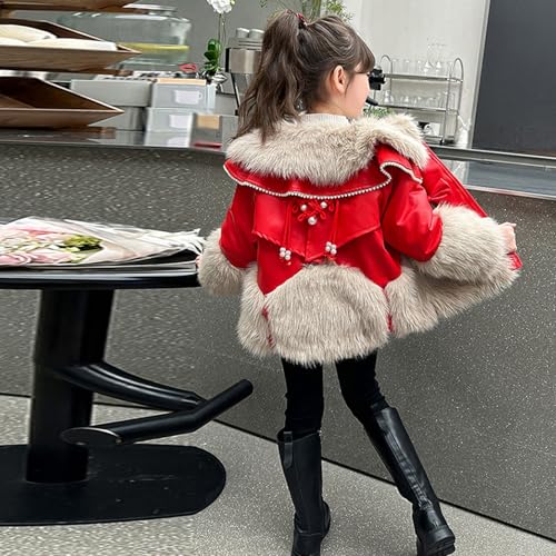 Girls Coat Red, Faux Fur Jacket, Warm Coats for Girls 1-8Y, Kids Heavyweight Winter Coat, Girls Jacket for Winter4