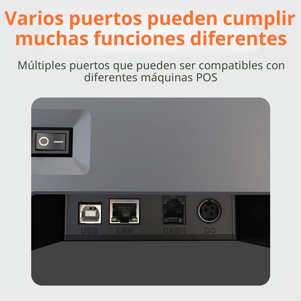 Impresora térmica de Recibos Impresora térmica Directa de Escritorio de 80 mm Conexión USB+LAN Alta Velocidad con Cortador automático Soporte para Papelera Grande ESC/POS para envíos