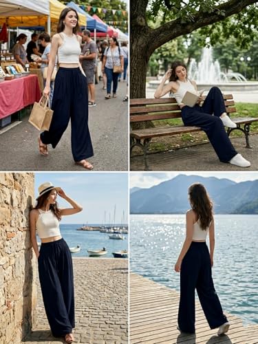 Image of GRECIILOOKS High Waist Polycotton Trousers for Women - Flared Parachute Pants with Side Pockets | Casual Travel Cargo Pants (Available in Plus Size and Value Pack)