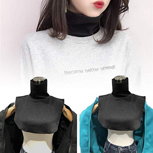 Joyci Women's Solid Stripe Turtleneck Dickey Collar Wear Outer or in Sweater Hoodie High Neck Mock Collar3