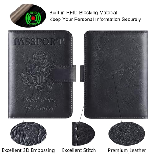 Image of Passport Holder for Travel Essentials, Passport Cover, Rfid Blocking Wallet | Travel Wallet, Leather, Passport Case, Travel Accessories, Vacation Luggage Must Haves, for Men Women