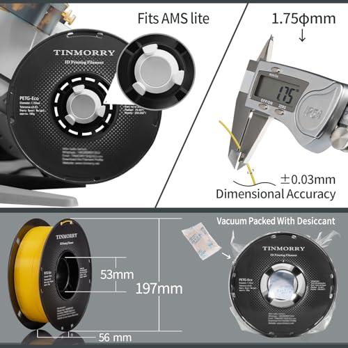 Image of TINMORRY PETG Filament 1.75, Rapid PETG-Eco 3D Printer Filament, Compatible with Most FDM 3D Printers, 1 KG 1 Spool, Carter Yellow