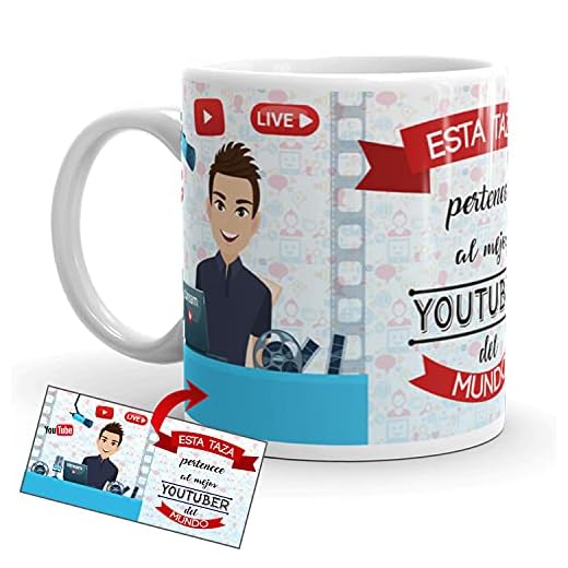 Kembilove Taza de Café del Mejor Youtuber del Mundo – Taza de Desayuno para la Oficina – Taza de Café y Té para Profesionales – Tazas de Cerámica de Profesiones – Idea de Regalo Original