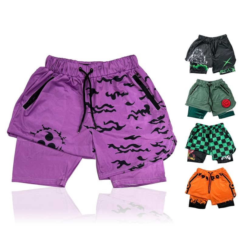 CROWN Anime Shorts - Breathable Mesh Stretch Compression Short with Pockets and Towel Holder