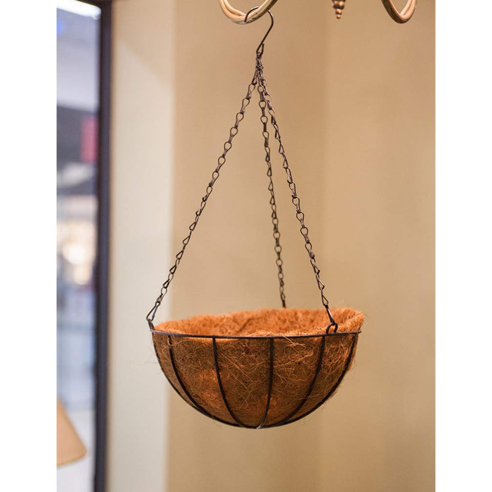 DOITOOL Hänge-Blumentopf Aus Metall, Schwarz, 35x25 Cm – Mit Kette Für Balkon, Terrasse, Drinnen & Draußen