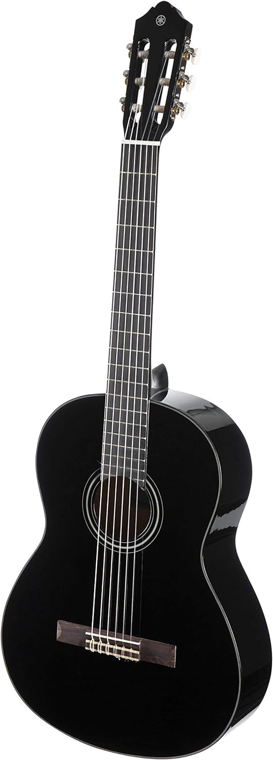 Yamaha C40BLII Akustikgitarre schwarz – 4/4 Gitarre aus Holz & RockJam Universeller tragbarer A-formiger Gitarrenständer für Akustikgitarre, E-Gitarre und Bass